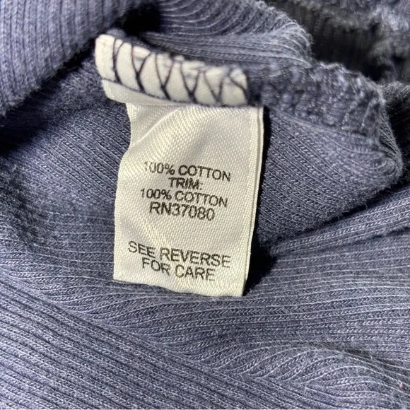 Cato Blue Stone Wash Long Sleeve Top Ribbed Crochet Detail Shoulders Rhinestones - Picture 15 of 15